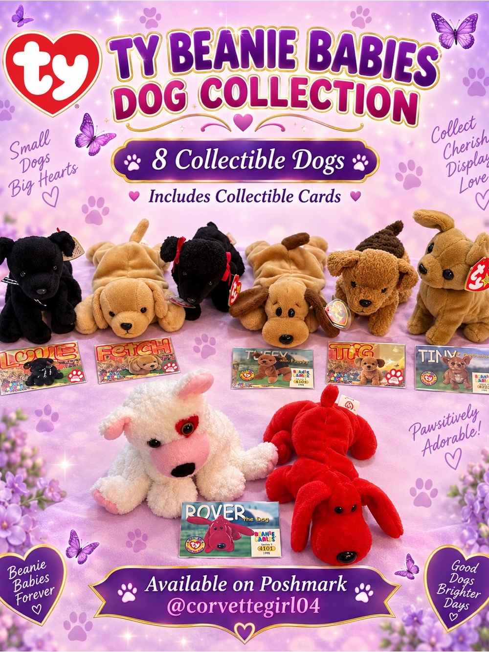 8- TY Beanie Babies Dog Collection Plush Toy -